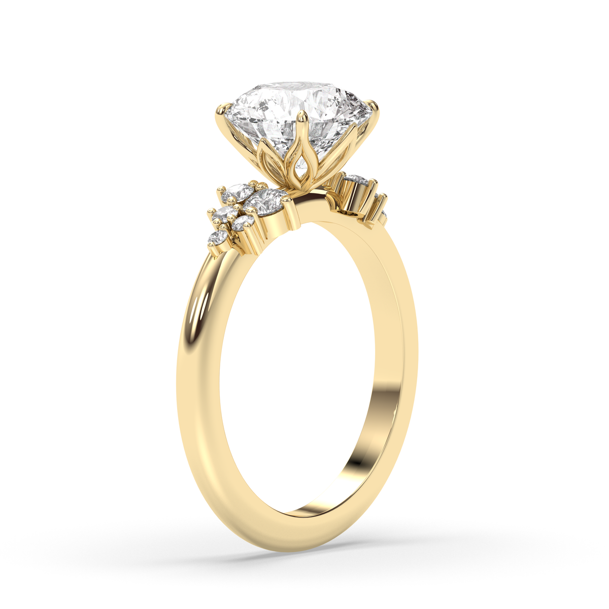 1.0 -3.0 CT Round Lab Grown Diamond Cluster Engagement Ring