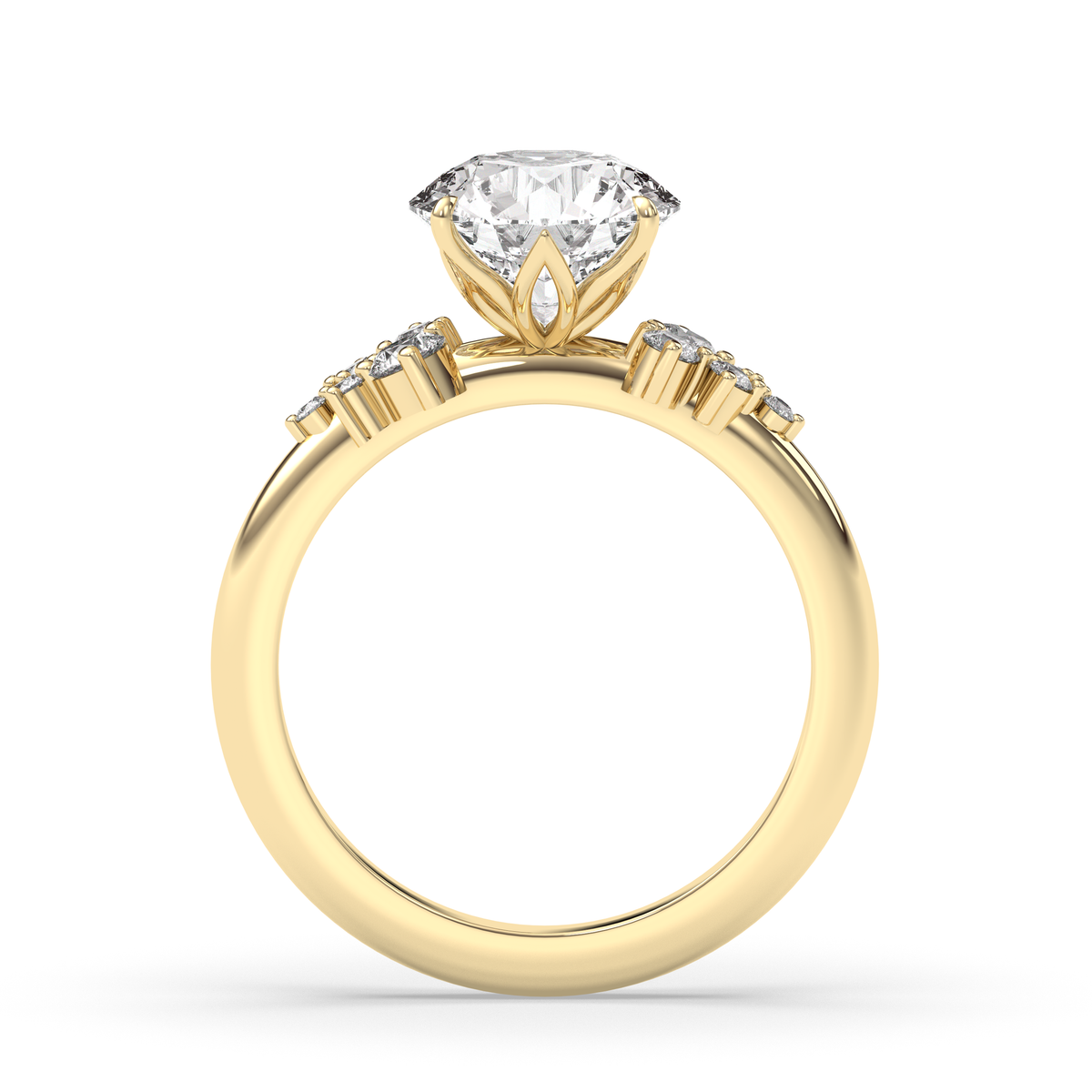 1.0 -3.0 CT Round Lab Grown Diamond Cluster Engagement Ring