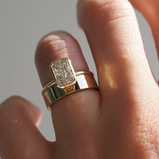 1.5 CT Radiant E/VS1 CVD Diamond Bezel Engagement Ring - violetjewels