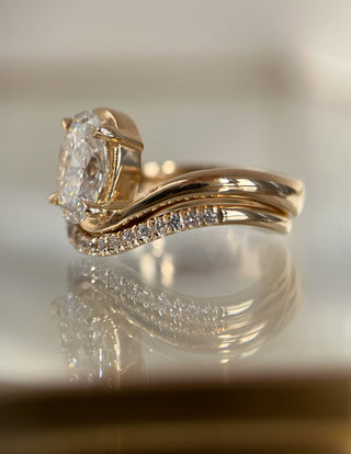 1.50- 3.0  CT Marquise Cut  Lab Grown Diamond Solitaire Setting Bridal Set
