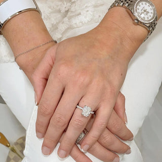1.0-3.0 CT Radiant CVD Diamond Pave Style Engagement Ring