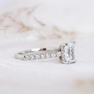1.0-3.0 CT Radiant CVD Diamond Pave Style Engagement Ring