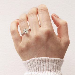 1.0-3.0 CT Radiant CVD Diamond Pave Style Engagement Ring