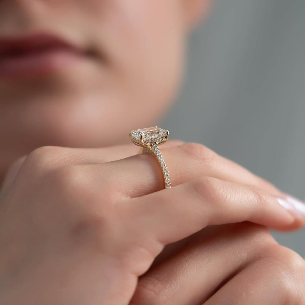 1.5-3.5 CT Radiant Lab Grown Diamond Pave Engagement Ring