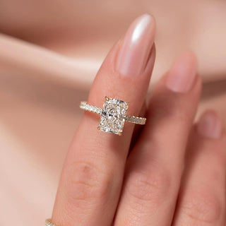 1.5-3.5 CT Radiant Lab Grown Diamond Pave Engagement Ring