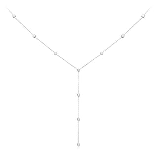 0.1 TCW Round Moissanite Diamond Bezel Lariat Necklace - violetjewels