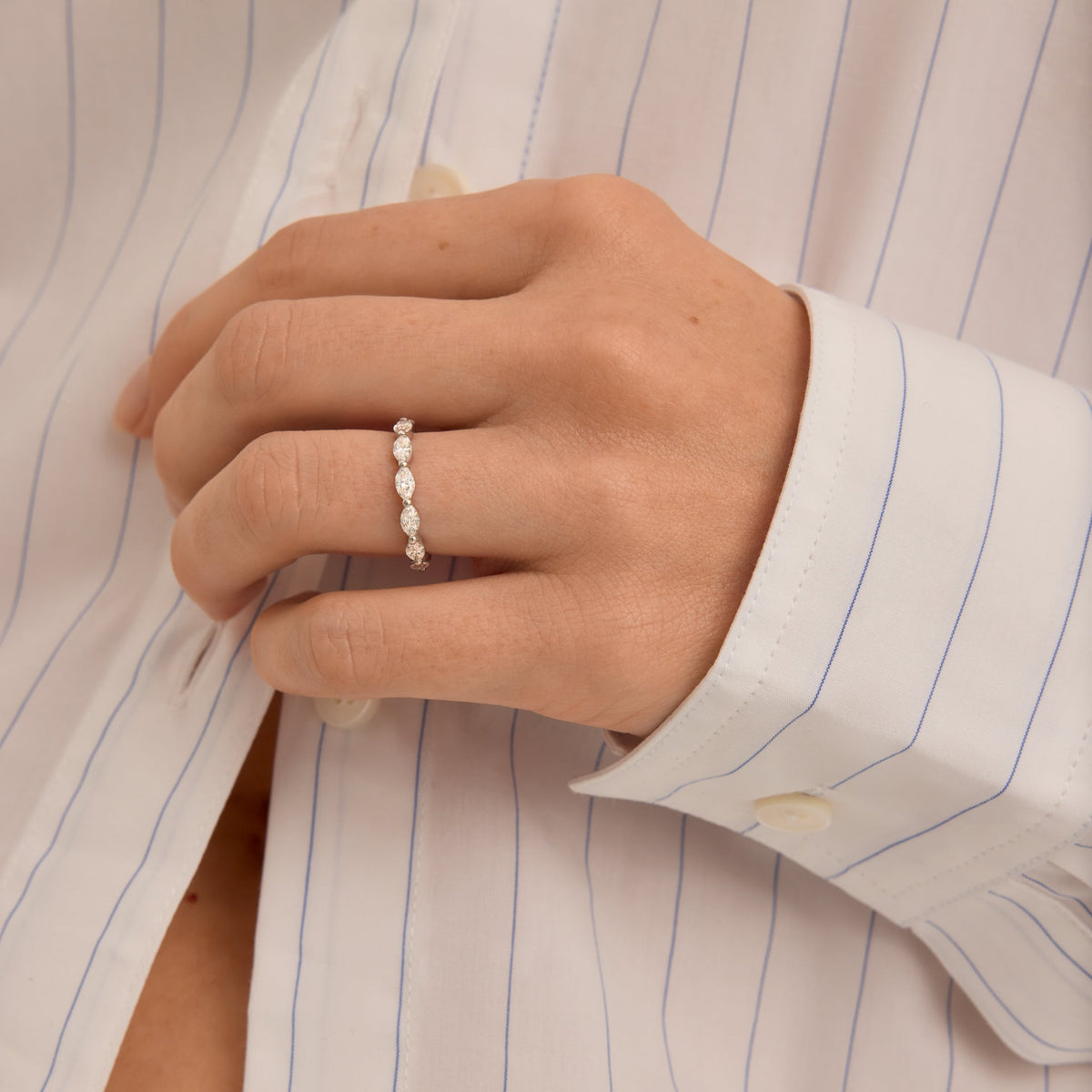 1.0 TCW Marquise Lab Grown Diamond Eternity Wedding Band