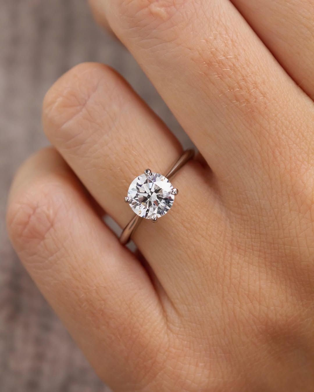 1.0-3.0 CT Round Lab Grown Diamond Solitaire Engagement Ring