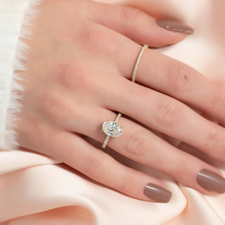 1.0-3.0 CT Oval Lab Grown Diamond Pave Engagement Ring