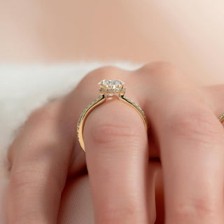 1.0-3.0 CT Oval Lab Grown Diamond Pave Engagement Ring