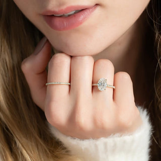 1.0-3.0 CT Oval Lab Grown Diamond Pave Engagement Ring