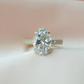 1.5-3.5 CT Oval Lab Grown Diamond Pave Engagement Ring