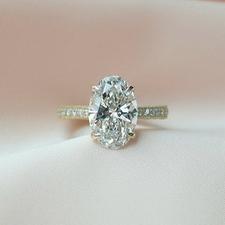 1.5-3.5 CT Oval Lab Grown Diamond Pave Engagement Ring