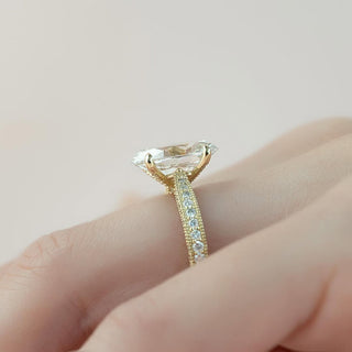 1.5-3.5 CT Oval Lab Grown Diamond Pave Engagement Ring