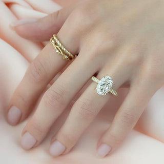 1.5-3.5 CT Oval Lab Grown Diamond Pave Engagement Ring