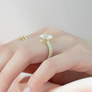 1.5-3.5 CT Oval Lab Grown Diamond Pave Engagement Ring