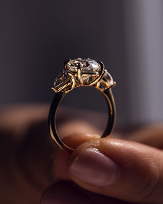 3.08 CT Round Three Stone Moissanite Engagement Ring - violetjewels