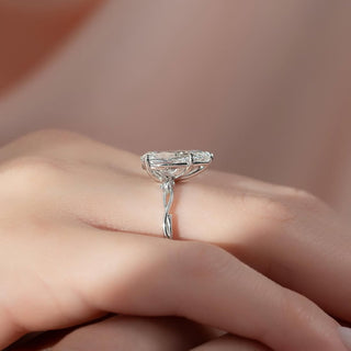 1.0-3.0 CT Pear Lab grown Diamond Twig Engagement Ring