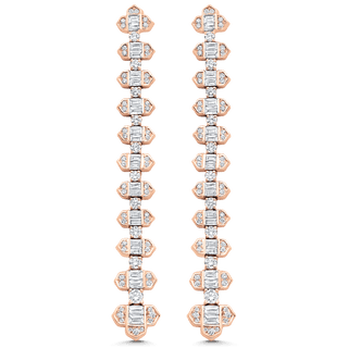 2.62 TCW Round & Baguette Moissanite Diamond Long Drop Earrings - violetjewels