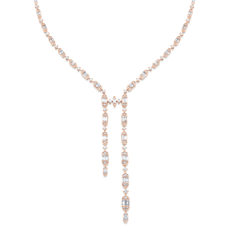 6.11 TCW Round & Baguette Moissanite Diamond Drop Necklace - violetjewels