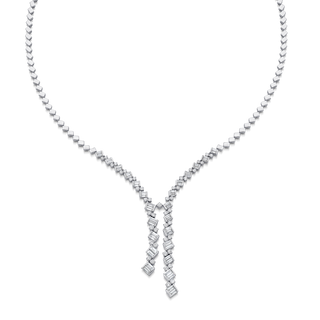 5.34 TCW Round & Baguette Moissanite Diamond Drop Necklace - violetjewels