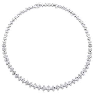 5.28 TCW Round & Baguette Moissanite Diamond Choker Necklace - violetjewels