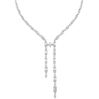 6.11 TCW Round & Baguette Moissanite Diamond Drop Necklace - violetjewels