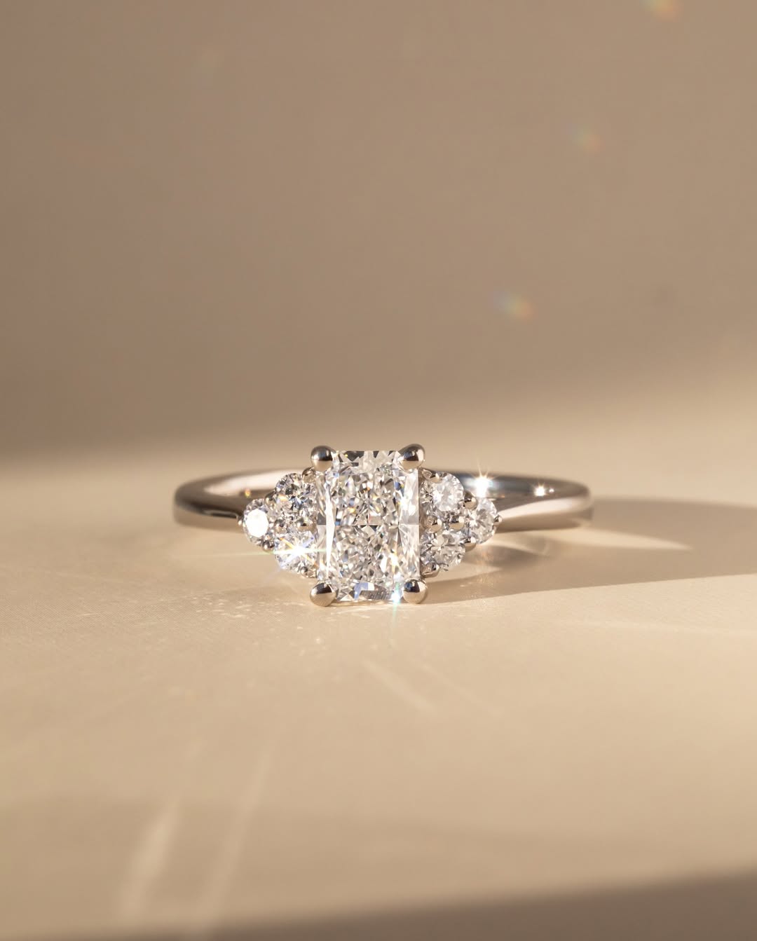 1.0 -3.0 CT Radiant Lab Grown Diamond Cluster Style Engagement Ring