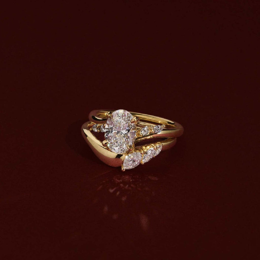 1.50-2.50 CT Oval Cut Cluster Style Moissanite Engagement Ring