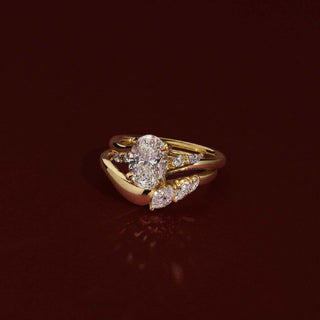1.50 - 2.50 CT Oval Cut Cluster Style Moissanite Engagement Ring