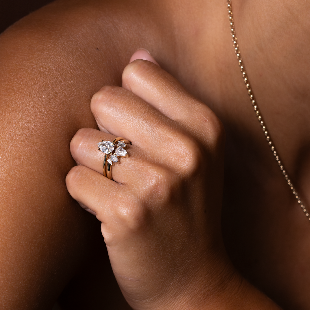 1.50 - 2.50CT Pear Cut Solitaire Style Moissanite Engagement Ring