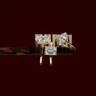 2.50 - 3.50 CT Emerald Cut Solitaire Style Moissanite Engagement Ring
