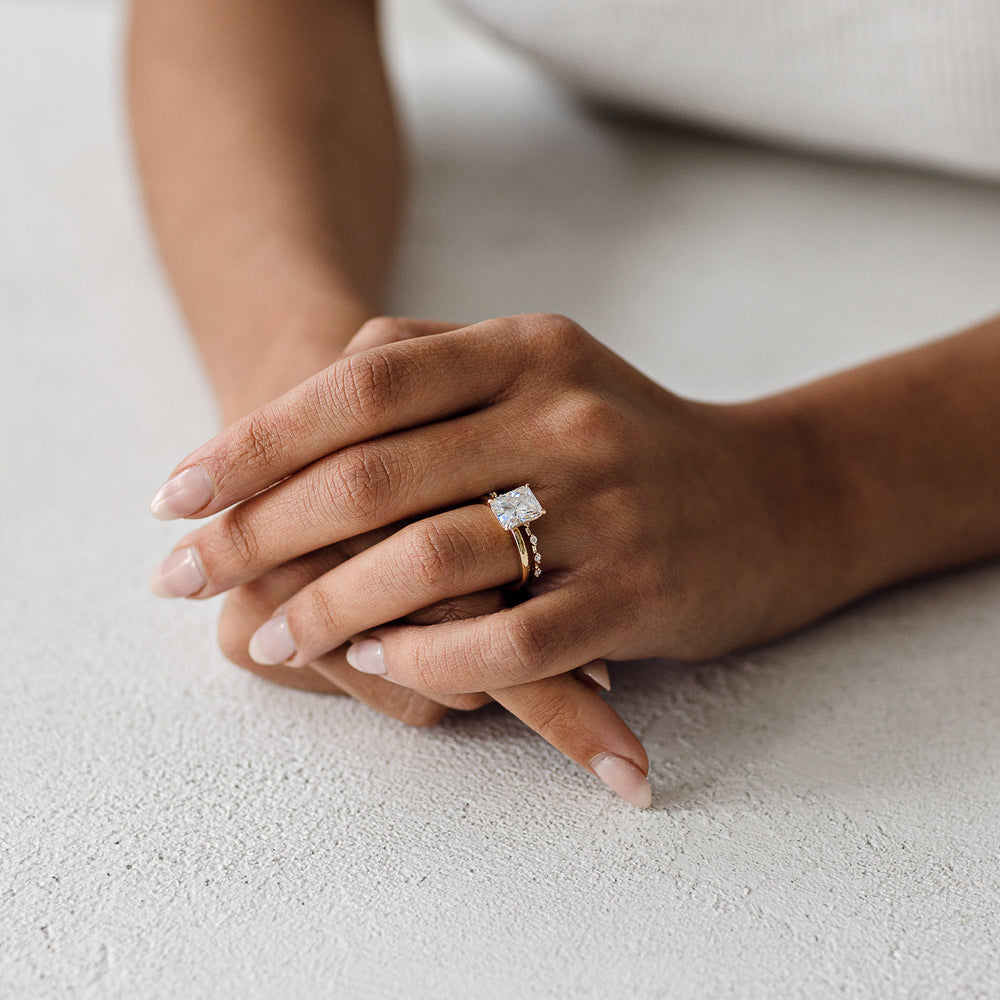 Solitaire Ring with 1.50 CT Radiant Moissanite - violetjewels