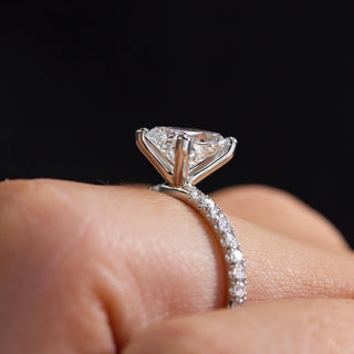 1.80 - 3.80 CT Cushion CVD Diamond Pave Style Engagement Ring