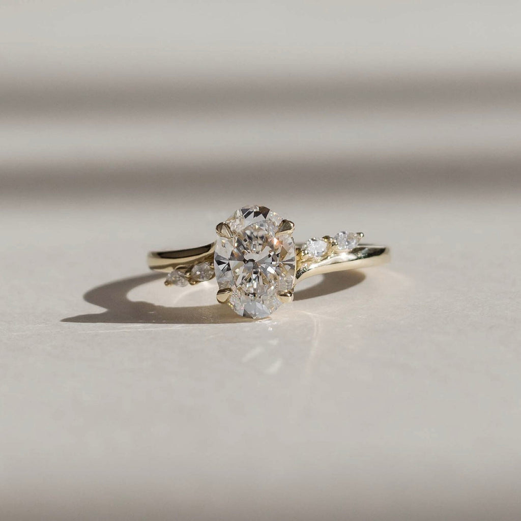 1.50-2.50 CT Oval Cut Cluster Style Moissanite Engagement Ring