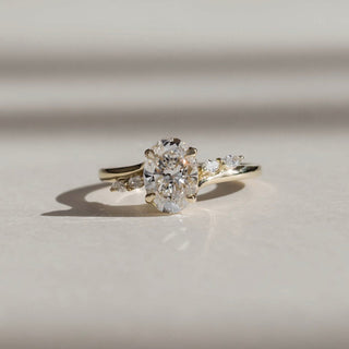 1.50 - 2.50 CT Oval Cut Cluster Style Moissanite Engagement Ring