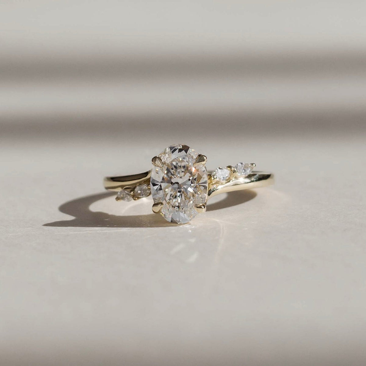 1.50-2.50 CT Oval Cut Cluster Style Moissanite Engagement Ring