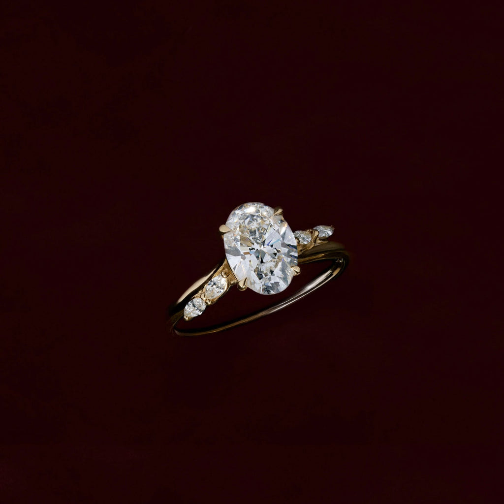 1.50-2.50 CT Oval Cut Cluster Style Moissanite Engagement Ring