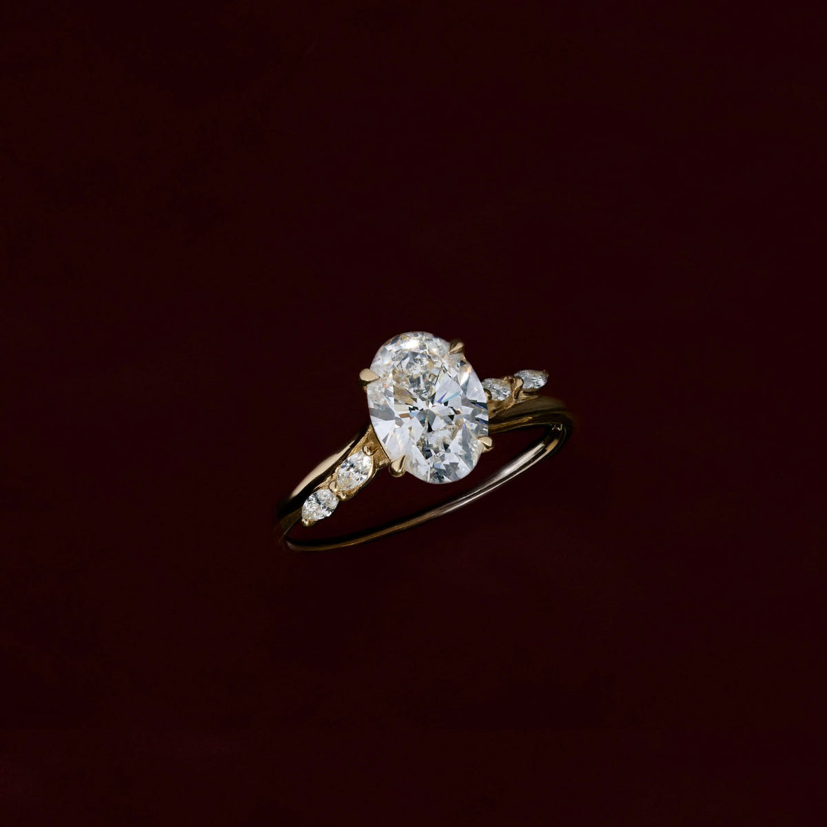 1.50-2.50 CT Oval Cut Cluster Style Moissanite Engagement Ring