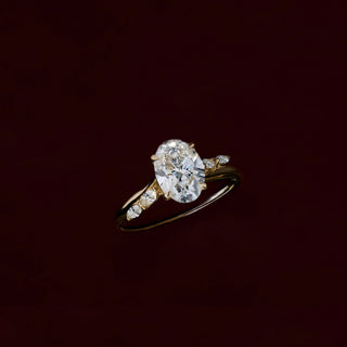1.50 - 2.50 CT Oval Cut Cluster Style Moissanite Engagement Ring