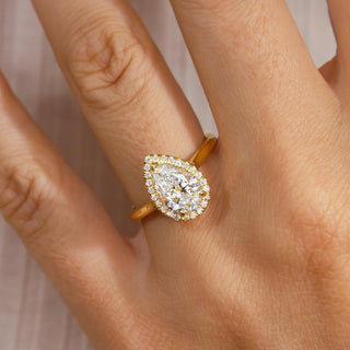 1.5 CT Pear E/VVS2 CVD Diamond Halo Style Engagement Ring