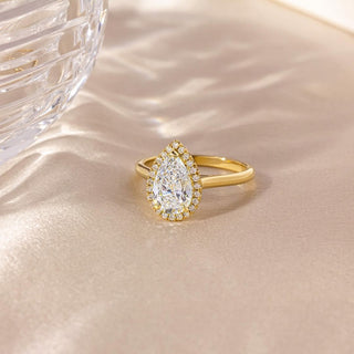 1.5 CT Pear E/VVS2 CVD Diamond Halo Style Engagement Ring