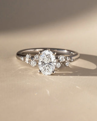 1.0 -3.0 CT Oval CVD Diamond Cluster Style Engagement Ring