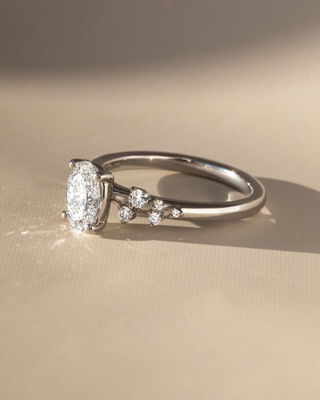 1.0 -3.0 CT Oval Lab Grown Diamond Cluster Style Engagement Ring