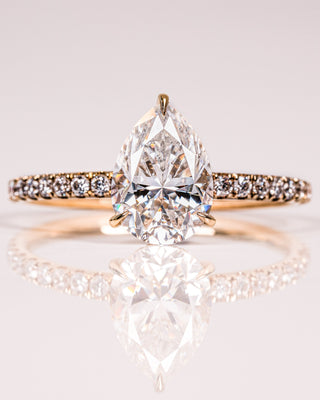 1.93 CT Pear Hidden Halo Pave Moissanite Engagement Ring - violetjewels
