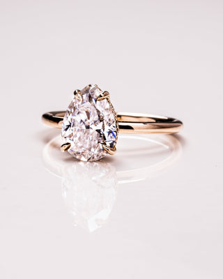 3.09 CT Pear Cut Moissanite Solitaire Engagement Ring With Hidden Halo Setting - violetjewels
