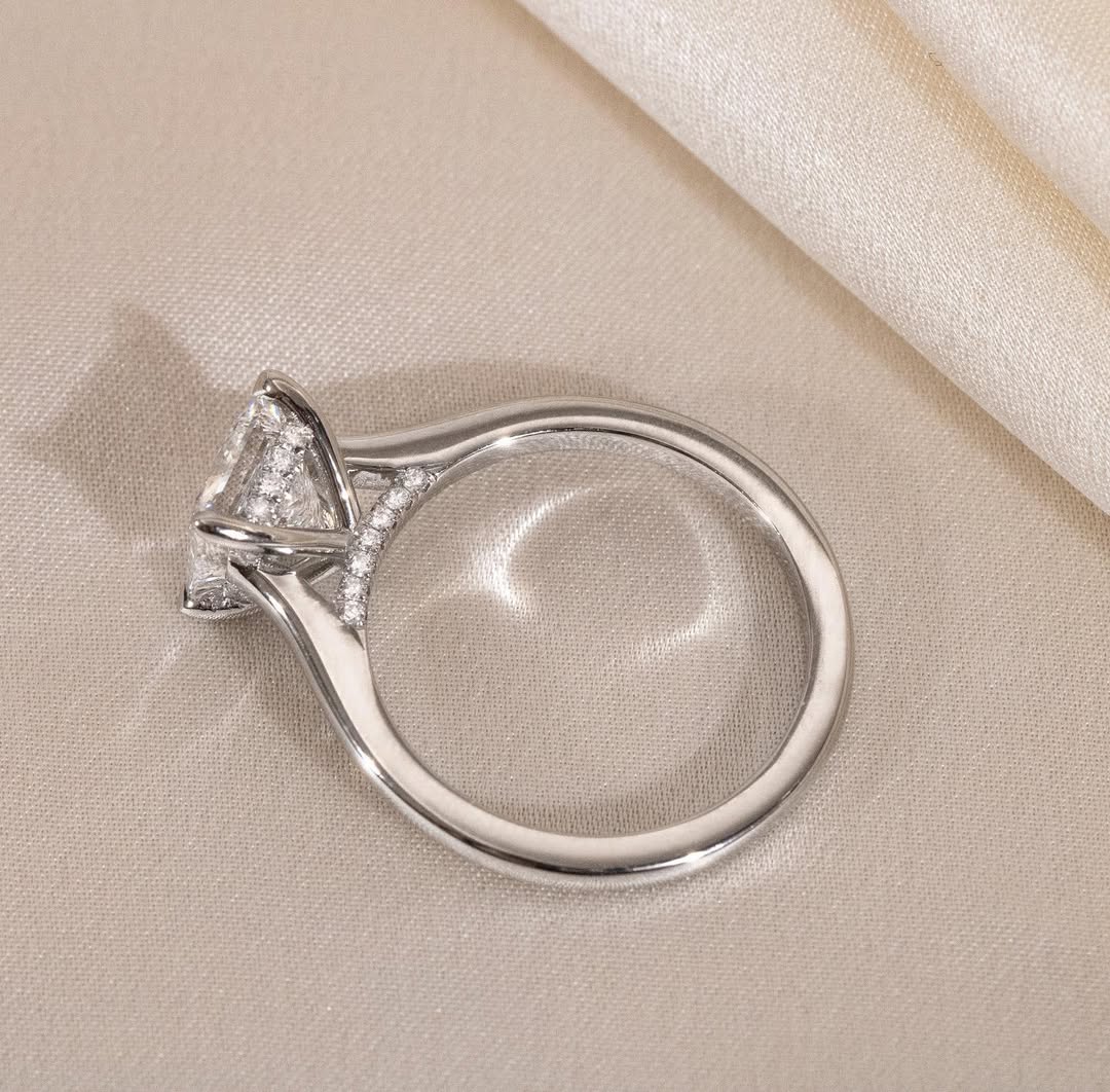 1.00 - 3.00 CT Princess Lab Grown Diamond Hidden Halo Style Engagement Ring