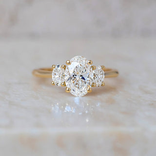 1.60-3.50 CT Oval CVD Diamond Three Stone Style Engagement Ring