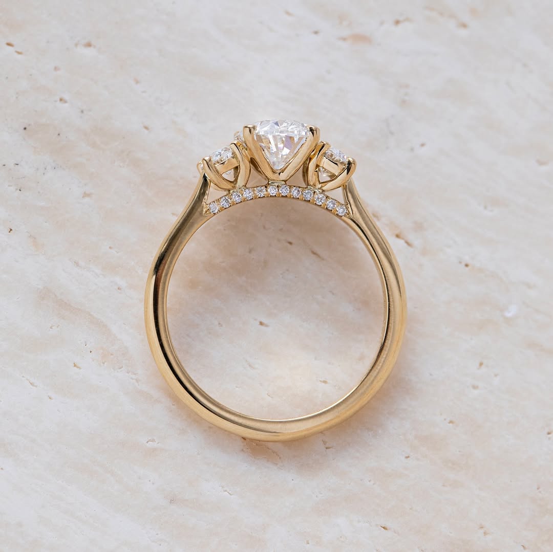 1.00-3.00 CT Oval  Lab Grown Diamond Three Stone Style Engagement Ring