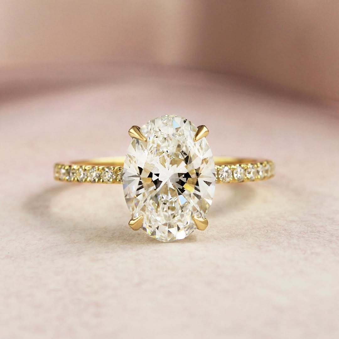 1.0 - 3.0 CT Oval Lab Grown Diamond Pave Style Engagement Ring